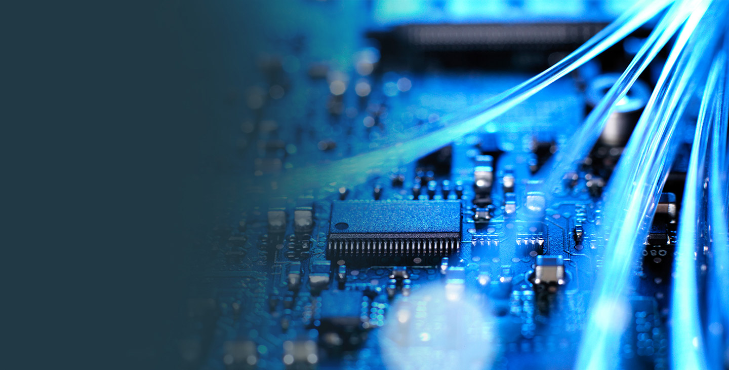 Close-up image of embedded security technology in a computer circuit board