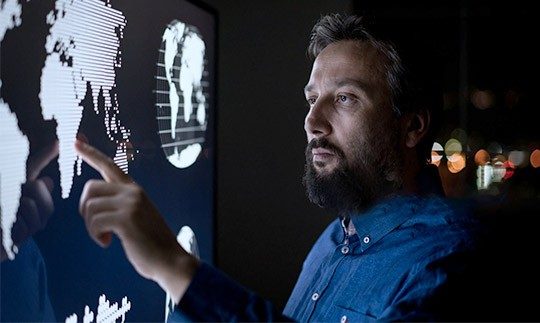 man planning intersatellite communications 